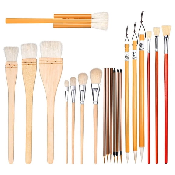 20 Pcs Glaze Brushes for Pottery,Wool Bristle Art Paintbrushes for Acrylic Blending Watercolor, for Artists Students
