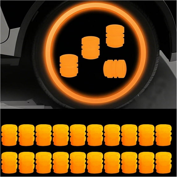 20 Pcs Glow-in-The-Dark Car Tire Valve Cap Set, 5 Colors Light Up Valve Stem Caps Universal for Cars Trucks SUVs Motorcycles and Bikes