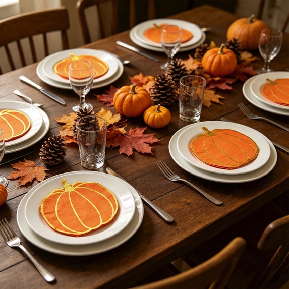 20 Pcs Gold Foil Pumpkin Paper Napkins, Shaped Fall Disposable Napkins for 20 Guests, Halloween Thanksgiving Autumn Party Supplies