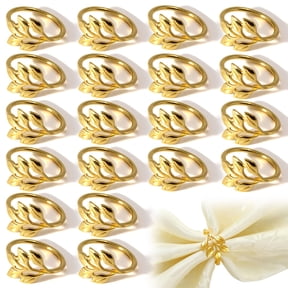 20 Pcs Gold Napkin Rings Set, Solid Zinc Alloy Leaf Shaped Design, Reusable Elegant Table Decor, for Party Dinner, Holidays, Wedding, Easter
