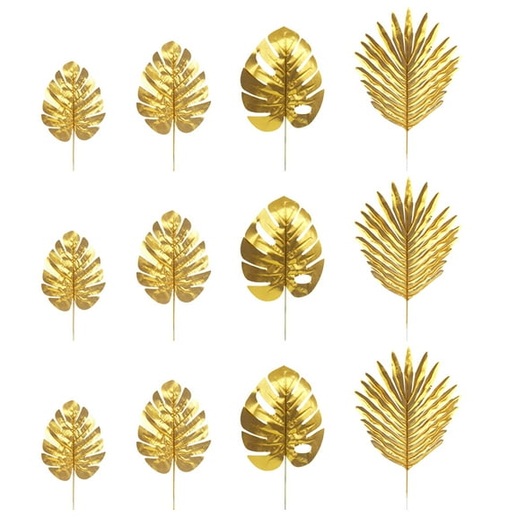 20 Pcs Gold Palm Leaves Leaf Decor Simulated Leaves Fake Leaves 44x22.5cm Golden