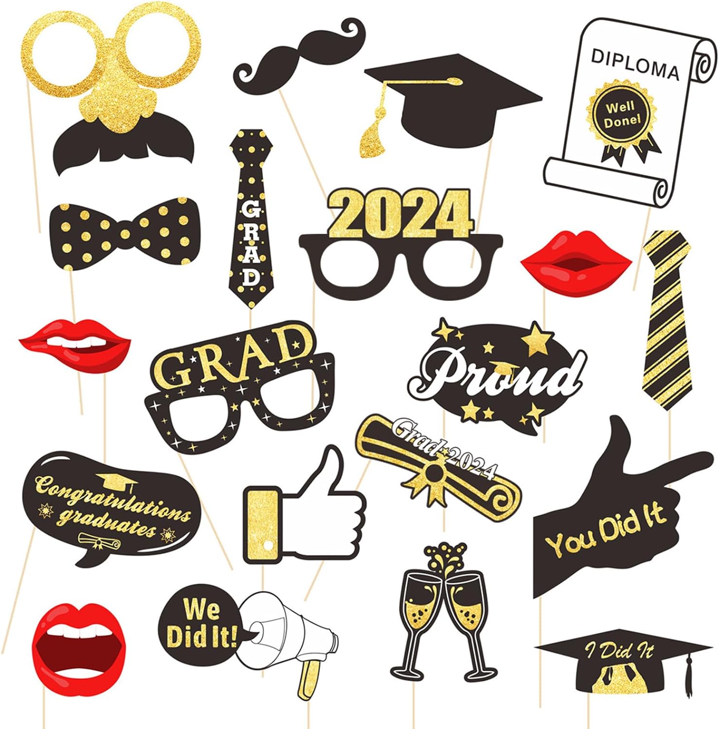 20 Pcs Graduation Photo Booth Props 2024 Large Selfie Congrats Grad ...