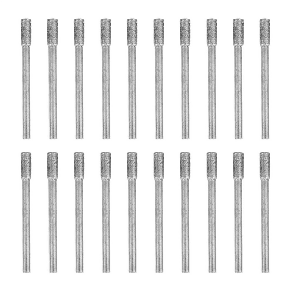 20 Pcs Grinding Bits 4mm Cylinder Head Grinding Bit Rotary Burr Set for Most Rotary Tool Bit Grinder