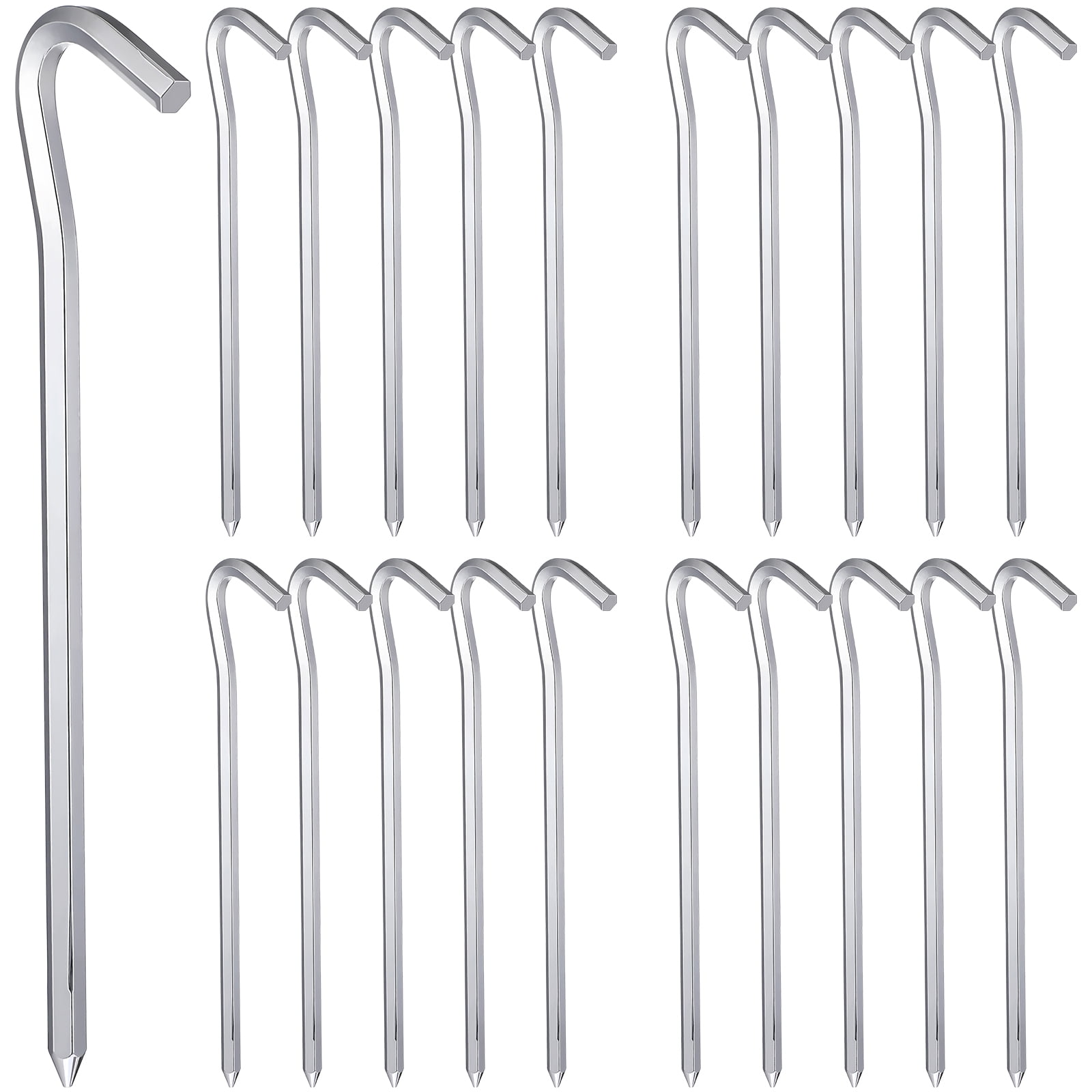 20 Pcs Ground Nail Hook Heavy Duty Tent Stakes Metal Peg Hooks for