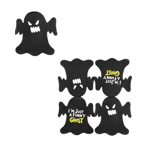 20 Pcs Halloween Ghost Shaped Paper Napkins, Large 12 Inch Black Disposable Dinnerware for 20 Guests, Spooky Funny Party Tableware Decorations