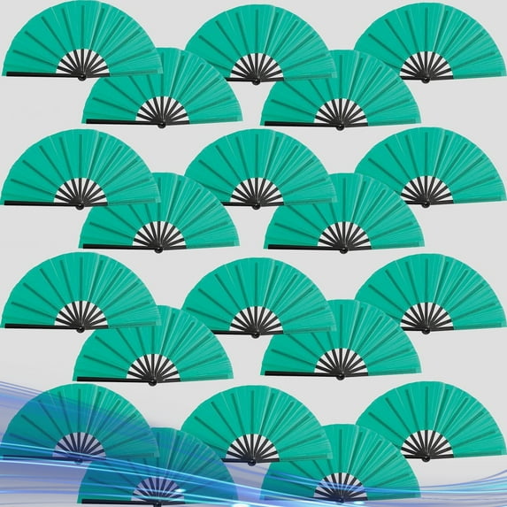 20 Pcs Hand Fans for line Dancing Bulk, Chinese Kung Fu Tai Chi Hand Fans for Women Foldable for Festival Dance Party (Green)