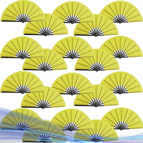20 Pcs Hand Fans for line Dancing Bulk, Chinese Kung Fu Tai Chi Hand Fans for Women Foldable for Festival Dance Party (Yellow)