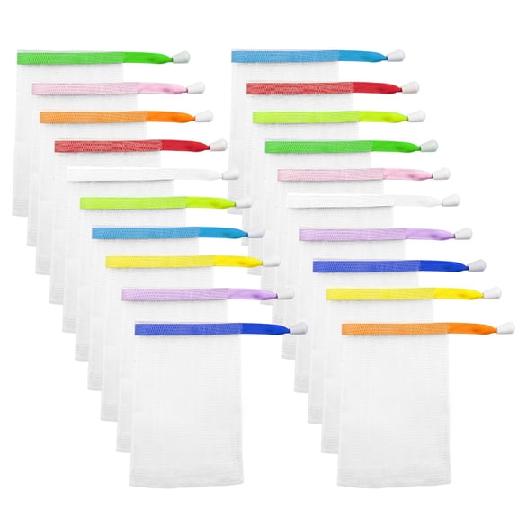 20 Pcs Hangable Soap Mesh Bags, Exfoliating Soap Saver Bags for Soap Bars - Eco-Friendly PE Material, Double-Sided Foaming & Quick Drying, Random Colors