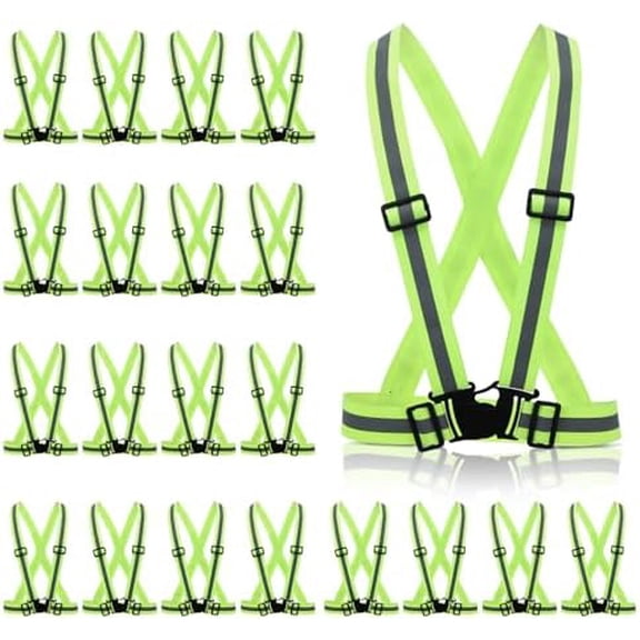 20 Pcs High Visibility Reflective Vests, Adjustable Safety Vests with Quick Release Buckle Bright Yellow Reflector for Running Cycling Construction$$Tools & Hardware Other