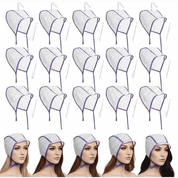 20 Pcs Highlighting Caps, Hair Highlight Cap Bulk, Disposable Highlight Tipping Caps, Hair Coloring Dyeing Capfor Salon Home, Highlighting Coloring Supplies (Purple)
