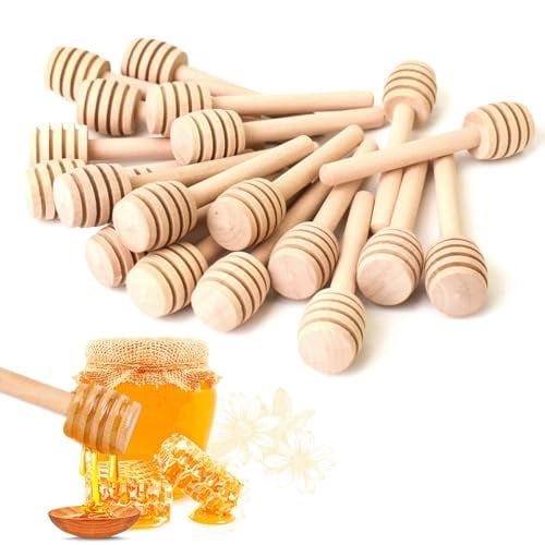 20 Pcs Honey Sticks Mini Honey Dipper, 3inch Wooden Honey Comb Honey Dispenser for Honey Jar Dispense Drizzle Honey, Wedding Party, Gender Reveal Party Supplies$$Home Decor, Kitchen, & Other