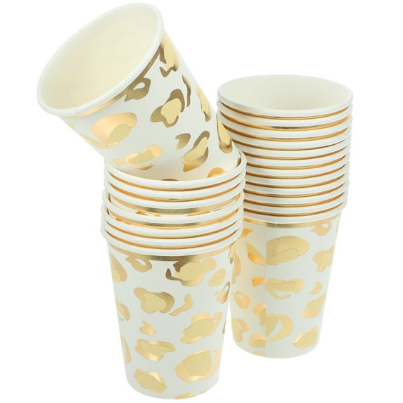 20 Pcs Hot Stamping Leopard Print Disposable Tableware Pieces 9.5 Oz Paper Cups Hygiene Party Gold Drinking Glasses Water Office Banquet