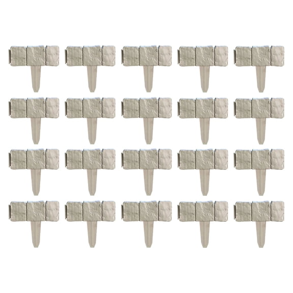 20 Pcs Imitation Stone Garden Fence, Plastic Garden Edging Border, Stone-Look Landscape Fence for Flower Beds & Lawns, Decorative Landscape Edging for Lawn & Pathways