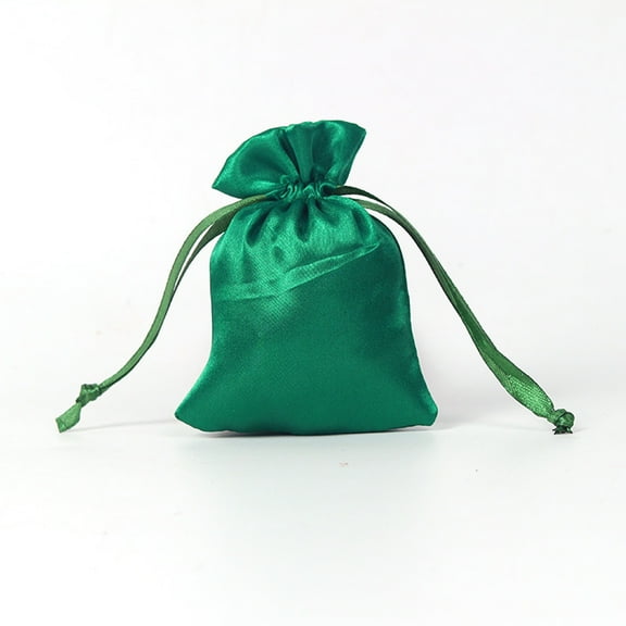 20 Pcs In Pack Green Satin Gift Bag Drawstring Pouch Wedding Favors Bridal Shower Candy Jewelry Bags