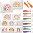 20 Pcs Inspirational Rainbow Makeup Bag Rainbow Silicone Keychains