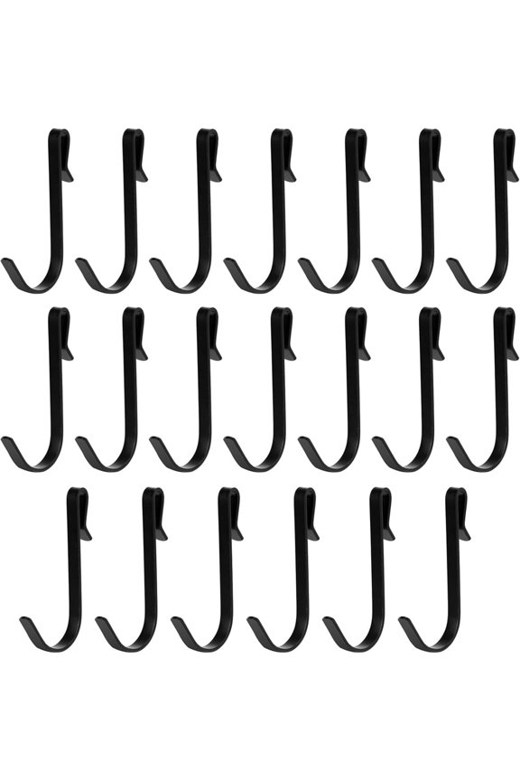 20 Pcs J Shaped Hook, Black Snap-On Hooks,NOGIS Stainless Steel Clip-on Hook, Hanging Sink Grid Hook, Heavy Duty Wire Rack Hook for Kitchen, Bedroom, Office (Black)