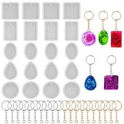 20 Pcs Jewelry Resin Molds, FineGood Resin Molds Silicone DIY Earring Silicone Mold for Epoxy Resin Necklace Pendant Jewelry Making Kit with 20 Keychains
