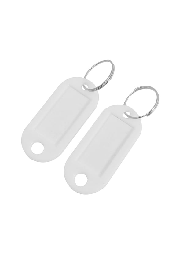 20 Pcs Key ID Label Tags Soft Plastic with Split Ring Clear Label Window White
