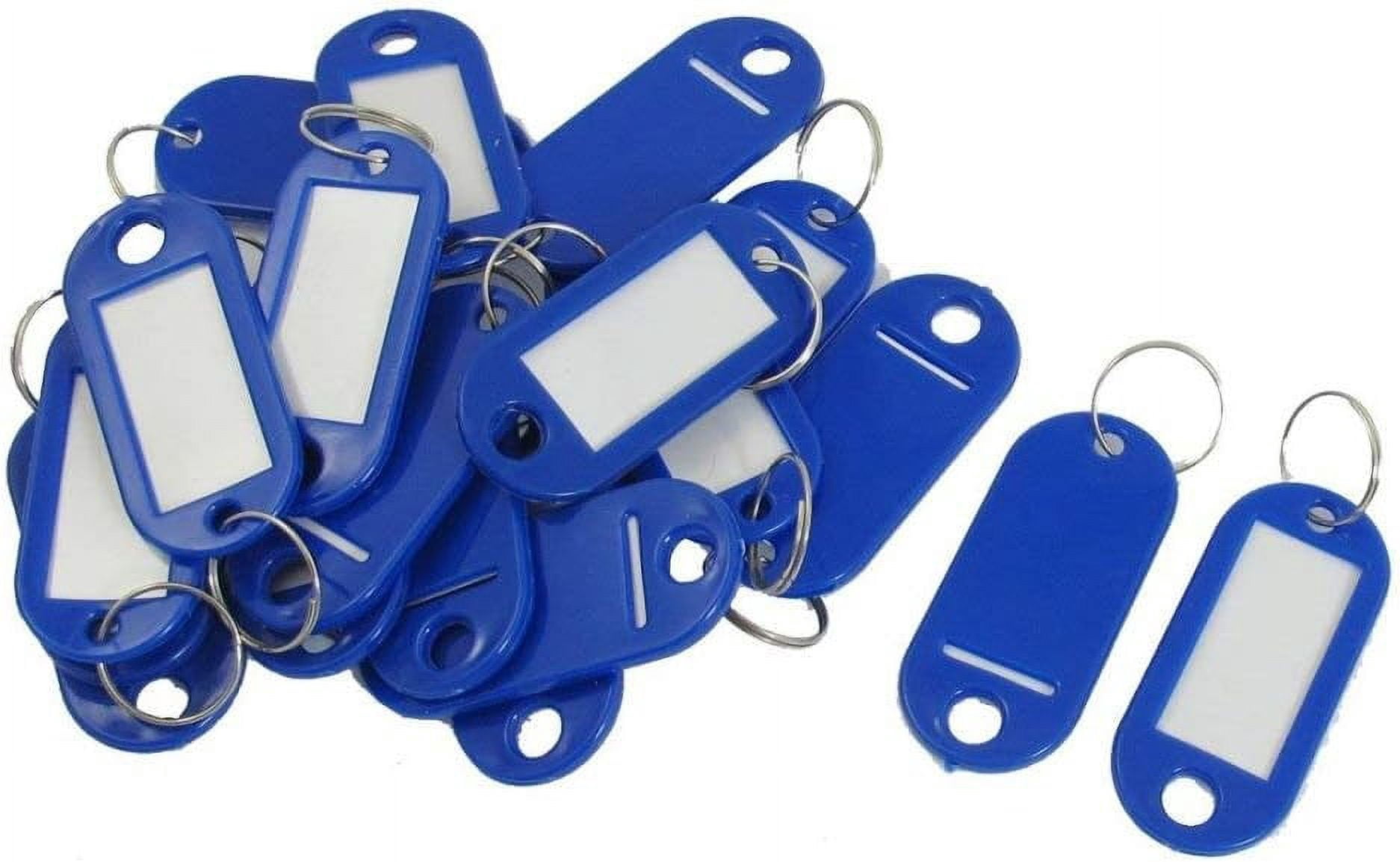 20 Pcs Key ID Label Tags Split Ring Keyring Keychain Blue Key Fobs ID ...
