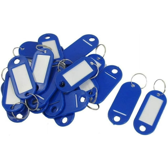 20 Pcs Key ID Label Tags Split Ring Keyring Keychain Blue Key Fobs ID ...