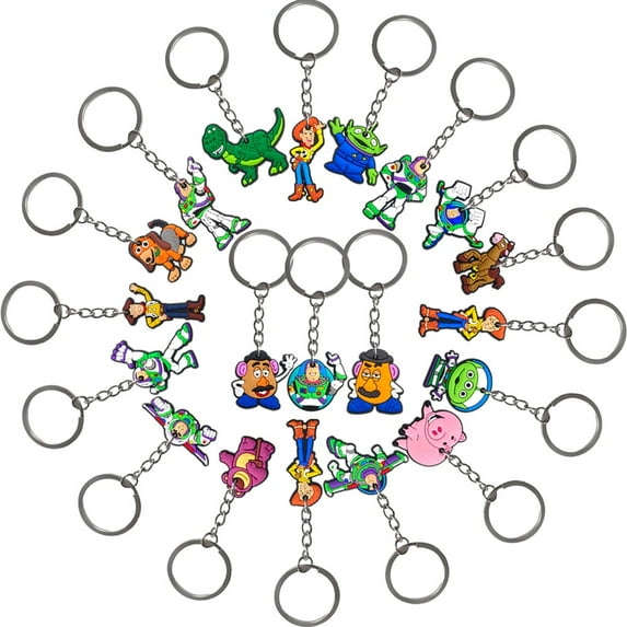 20 Pcs Keychain Toy Story Party Favor Cute Keychain Kids Birthday Party Favor Keychain Backpack Keychain School Carnival Rewards Decoration Supplies