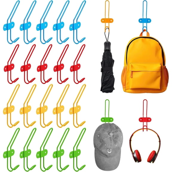 20 Pcs Kids Wall Coat Hooks Children Colorful Wall Mounted Hanger Hooks Rack Hanging Backpack Holder for Boys Girls Jackets Clothes Towels Robes