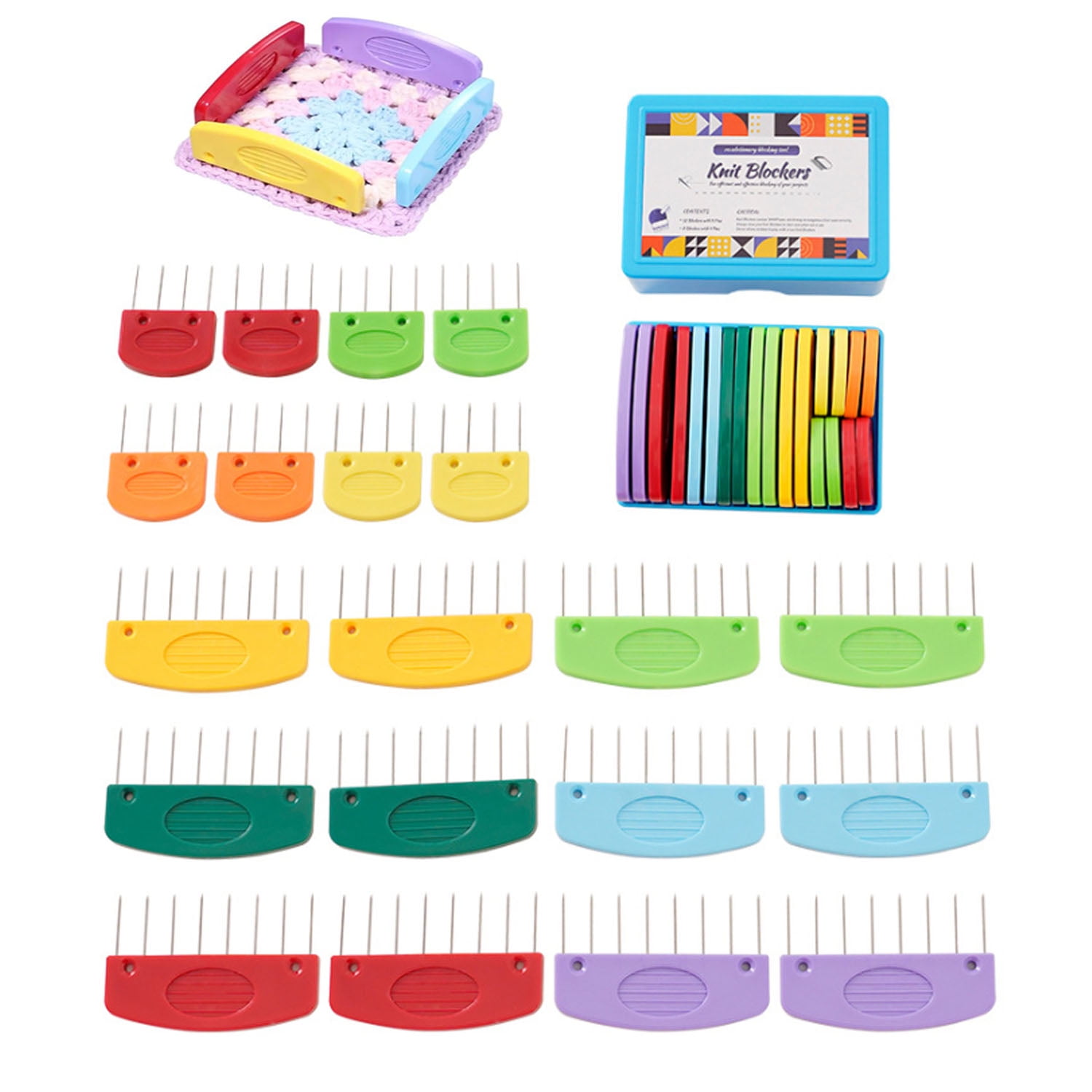 20 Pcs Knit Blocker Combs, Color Knit Blockers Combs for Blocking, Rainbow Knitting Blockers Pins for Blocking Mats Knitting Pins Kit Knitting Tools, Multi Colors