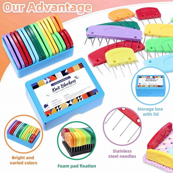 20 Pcs Knit Blocker Pins Combs, Color Knit Blockers Combs for Blocking, Rainbow Knitting Blockers Pins for Blocking Mats
