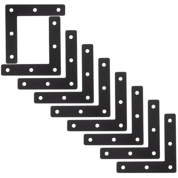 FENGGUIQU 20 Pcs Right Angle Flat Bracket Black L Shape Corner Braces for Furniture Parts