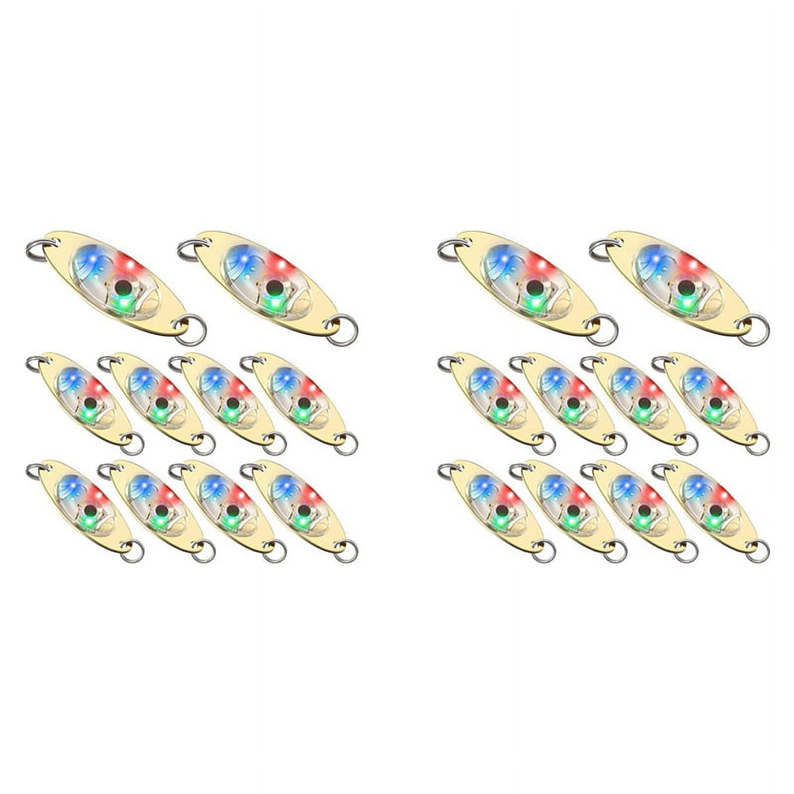 20 Pcs LED Fishing Lures Fishing Spoons Underwater Flasher Bass Halibut Flasher Trolling Deep Drop Fishing Light,20 x LED lighted bait flashers,Golden