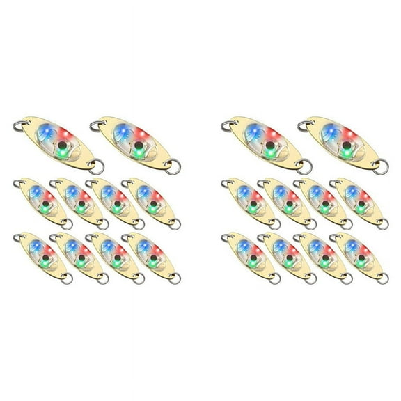 20 Pcs LED Fishing Lures Fishing Spoons Underwater Flasher Bass Halibut Flasher Trolling Deep Drop Fishing Light,20 x LED lighted bait flashers,Golden