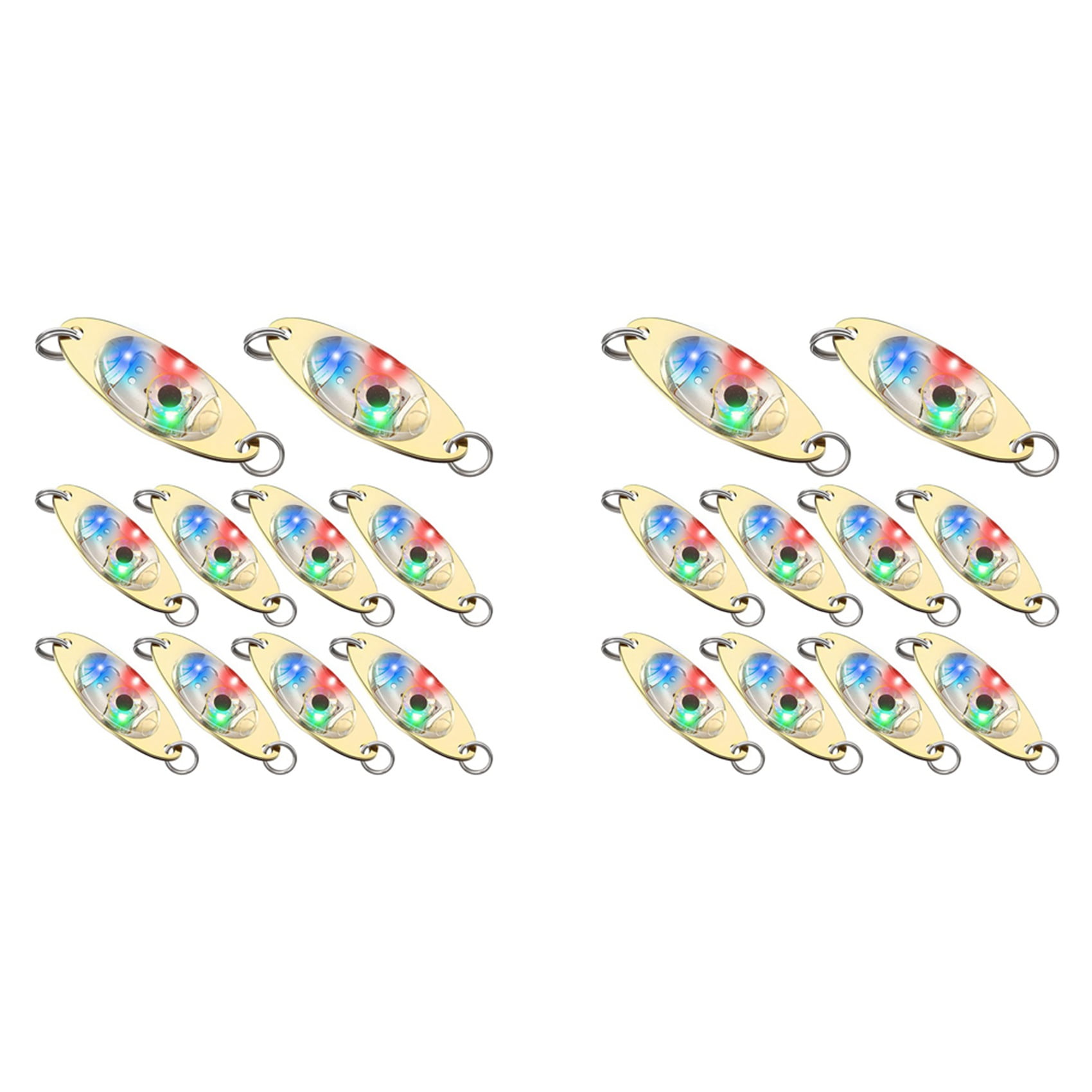 20 Pcs LED Fishing Lures Fishing Spoons Underwater Flasher Bass Halibut