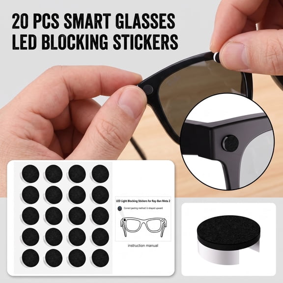 20 Pcs LED Light Cover Compatible with Meta Smart Glasses, AI-Glasses Light Cover, Anti-Scratch Lens Guard, Privacy-Friendly Decor Shield, Adjustable Lens Protector Accessories