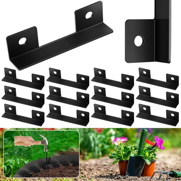 20 Pcs Landscape Edging Connectors Plastic Landscape Edging Connector for Garden Lawn Grass Yard, No-dig, Black