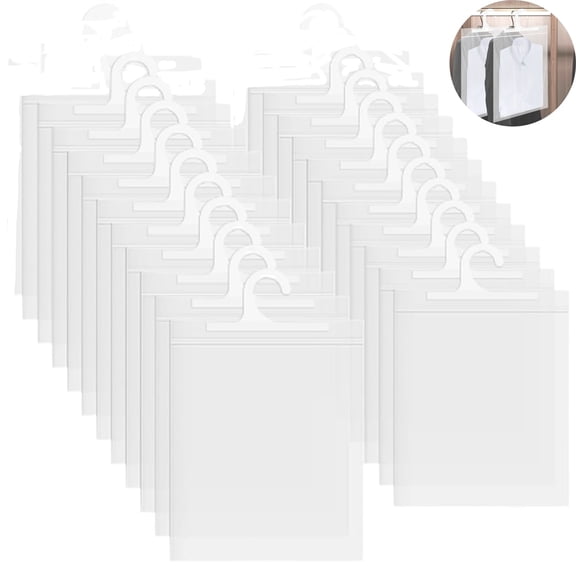 20 Pcs Large Plastic Hanging Storage Bags Clear Sealing Dust-proof Clothes Bag Large Hook Multipurpose Book Pouch Waterproof Headphone Storage Hang-Up Bag for Classroom Home 10 16" Yahome