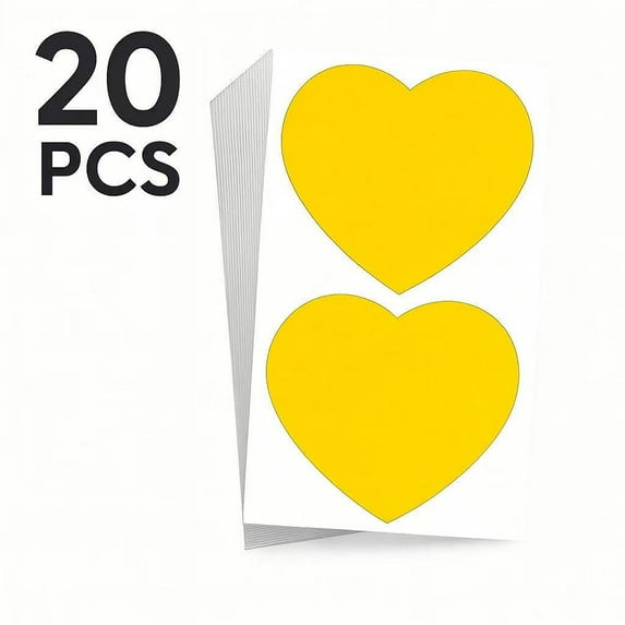 20 Pcs Large Yellow Heart-Shaped Name Stickers for Kids, Strong Adhesive, Easy to Remove, Perfect for Preschool Name Tags