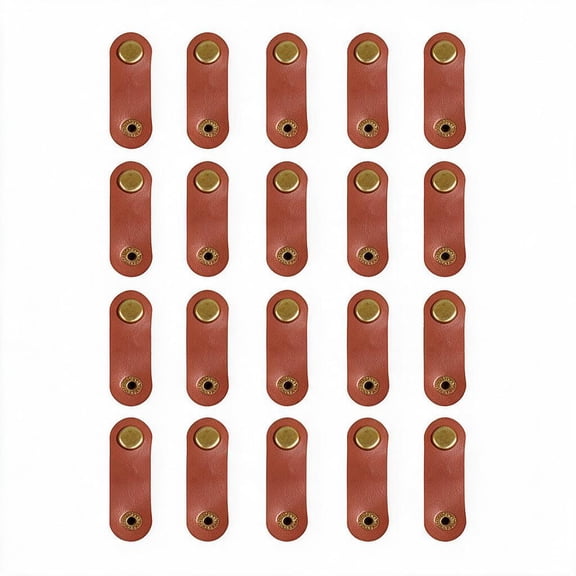 20 Pcs Leather Cable Straps, 3.15 Inch Snap Button Cord Organizer Ties for Earphones and Wire Management