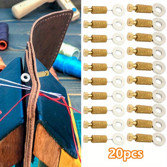 20 Pcs Leather Sewing Needles with Brass Locking System - Stainless Steel Needles Ideal for Leather Projects Including Belts, Wallets, Bags, Perfect for DIY Leather Craft and Hand Sewing Supplies