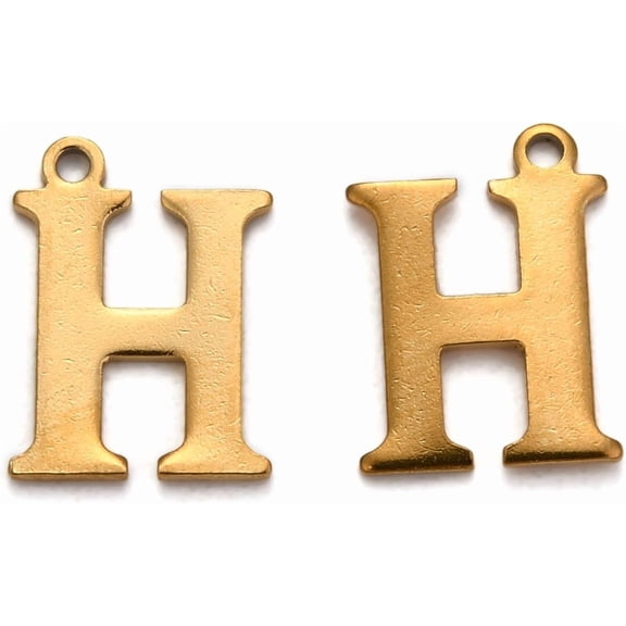 20 Pcs Letter H Pendant Charms Ion Plating(IP) 304 Stainless Steel Alphabet Charms Golden Letter.H Metal Charms Pendant for Women DIY Necklace Bracelet Earring Jewelry Craft Making