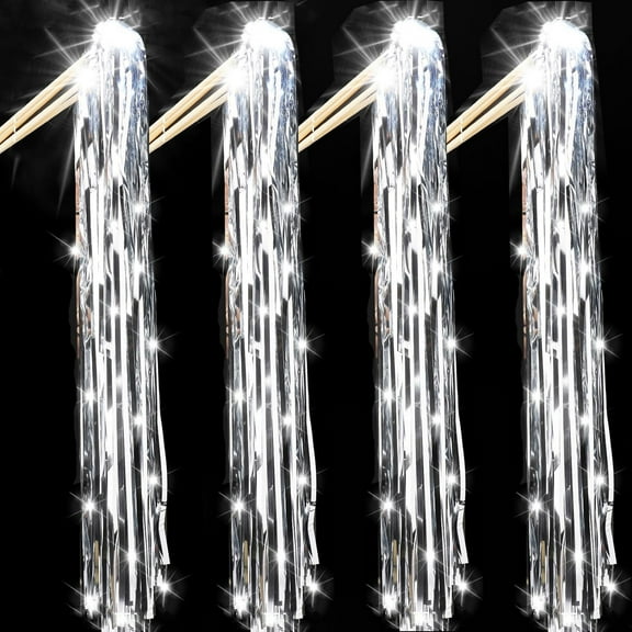 20 Pcs Light Up Fairy Ribbon Wands,Bexikou Lighted Wedding Fairy Wands,LED Foil Tinsel Wedding Wands for Wedding Send Off , New Year, Birthday Party Favours