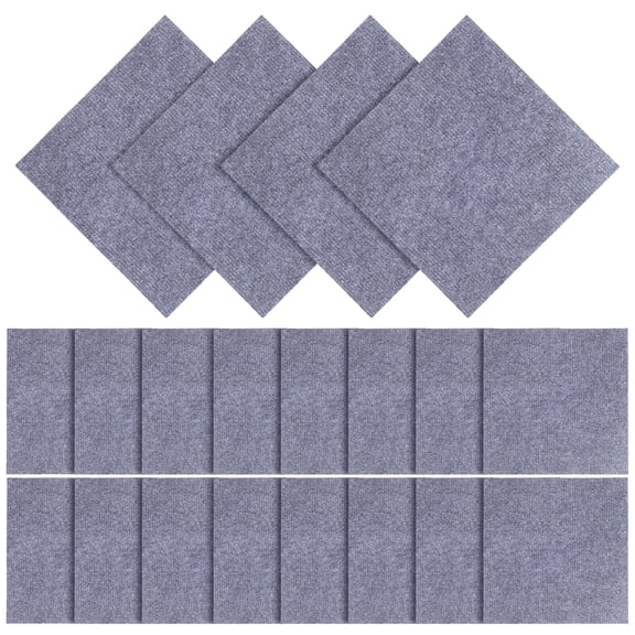 20 Pcs Light Grey Peel and Stick Carpet Tiles - 11.8"x11.8" Easy-Clean Non-Slip Polyester for Bedroom & Hotel