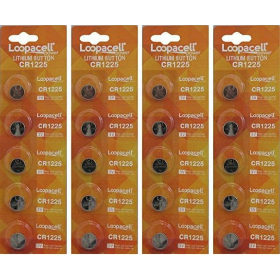 20 Pcs Lithium Coin Loopacell Battery 3v For Keyless Entry Remote Controls CR1225