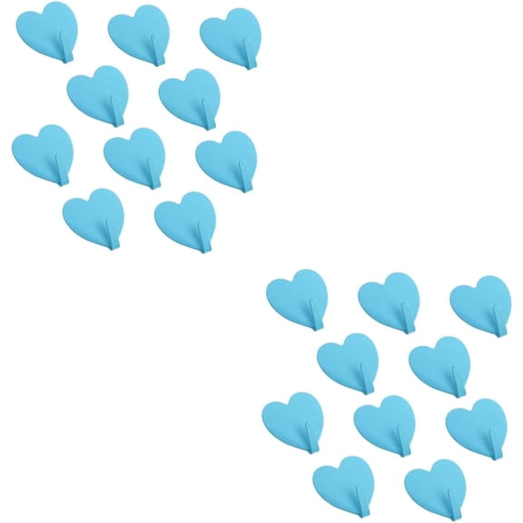 20 Pcs Love Hook Hangers for Kids No Nail Wall Hangers Jacket Hanger Stand Traceless Hanger Key Wall Hooks No Trace Hooks Self-Adhesive Hooks Sticky Hooks No Nails Iron Blue