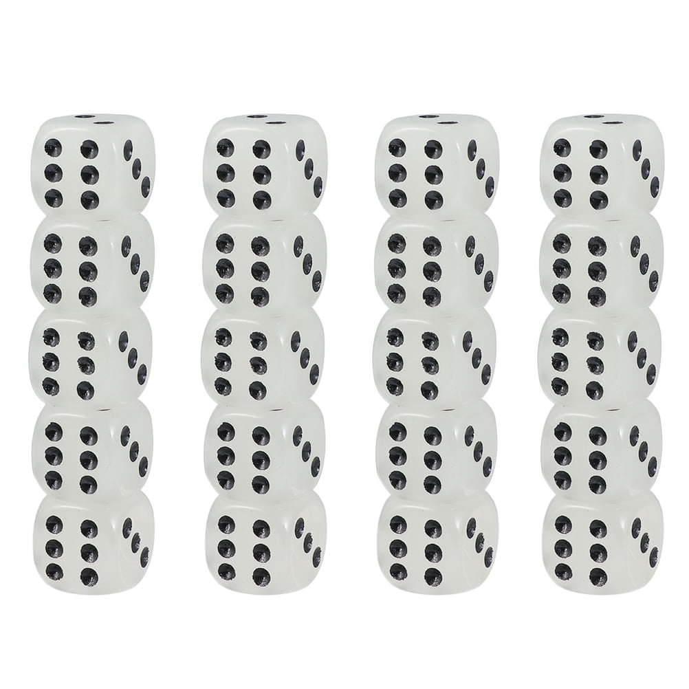 20 Pcs Luminous Dice Glow The Dark 16mm Game Balls up Party Gaming Room Decor Role Playing