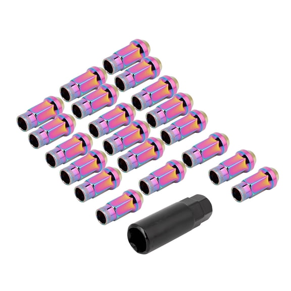 20 Pcs M12x1.25 Iron Acorn Extended Open End Racing Wheel Lug Nuts with Key for Nissan Infiniti Suzuki