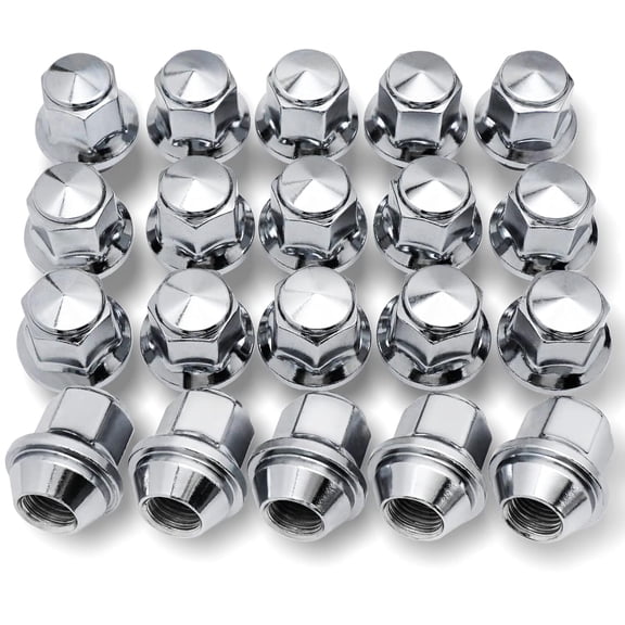 20 Pcs M14x1.5 Hexagonal Chrome Wheel Lug Nut 36mm Long Factory Style Compatible With Ford Mustang Explorer Edge