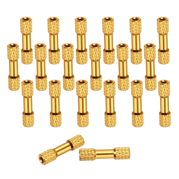 20 Pcs M3 x 25mm Knurled Aluminum Standoff Double-Head Spacer Column for FPV Drone RC Airplane Racing Car Simracing, Gold Tone