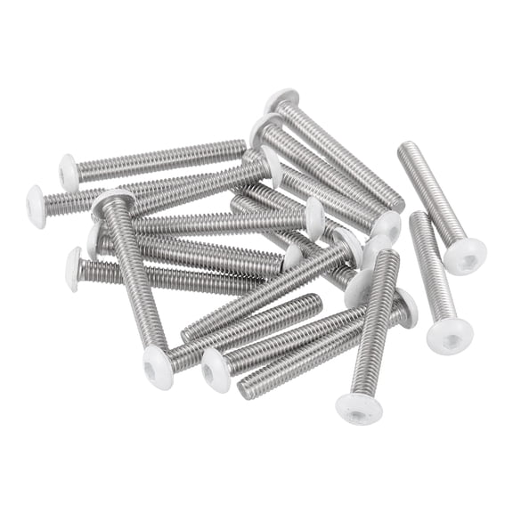20 Pcs M4-0.7 x 30mm Button Head Hex Socket Head Screws, 304 Stainless Steel Bolts Full Thread Bright Finish Furniture Machine Screws for Furniture Electrical Appliances, White