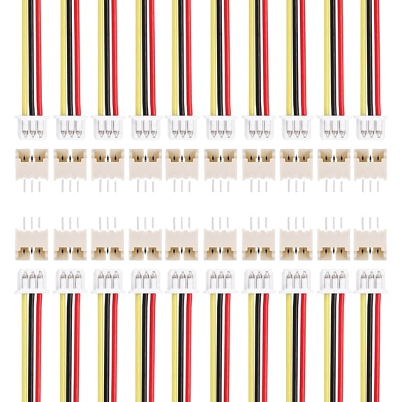 20 Pcs MX 1.25mm 3 Pin Single Head Male Connector Plug with 28 AWG 150mm Wire Cable and Female Motherboard Connector