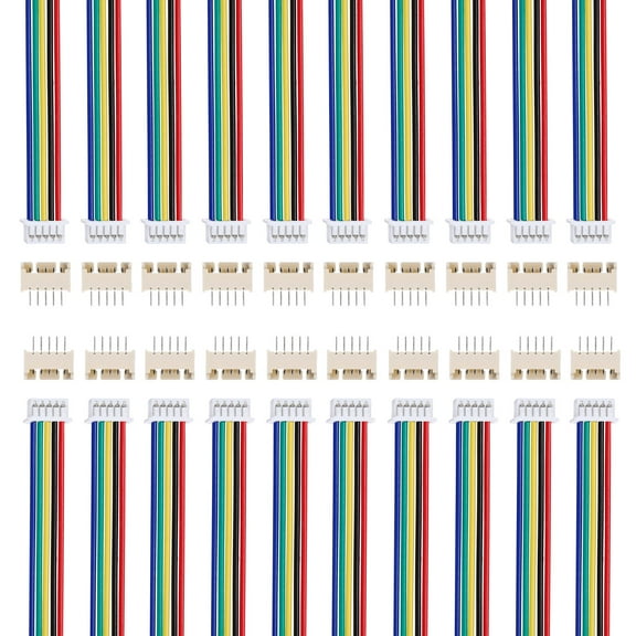 20 Pcs MX 1.25mm 5 Pin Single Head Male Connector Plug with 28 AWG 150mm Wire Cable and Female Motherboard Connector